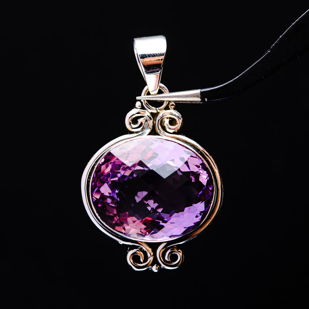20.87ct Faceted Brazilian Amethyst Pendant 1 5/8" (.925 Sterling Silver)
