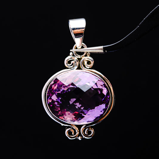 20.87ct Faceted Brazilian Amethyst Pendant 1 5/8" (.925 Sterling Silver)