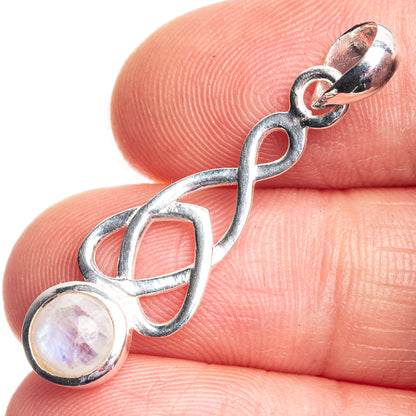 Rainbow Moonstone Dainty Pendant 1 3/8" (925 Sterling Silver) P39144