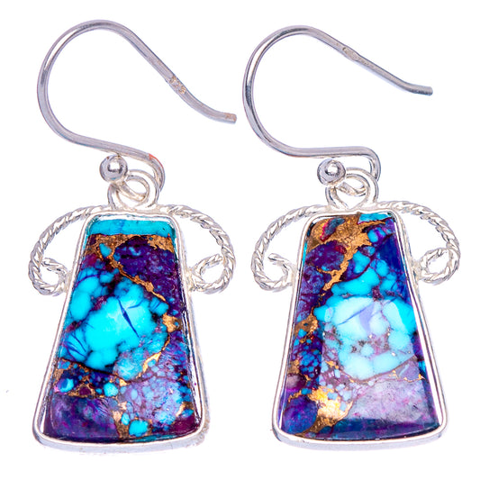 Spiny Oyster Turquoise Earrings 1 1/4" (925 Sterling Silver) E1910