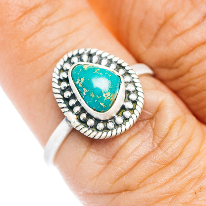Southwestern Style Royston Turquoise Ring Size 6.75 (.925 Sterling Silver)