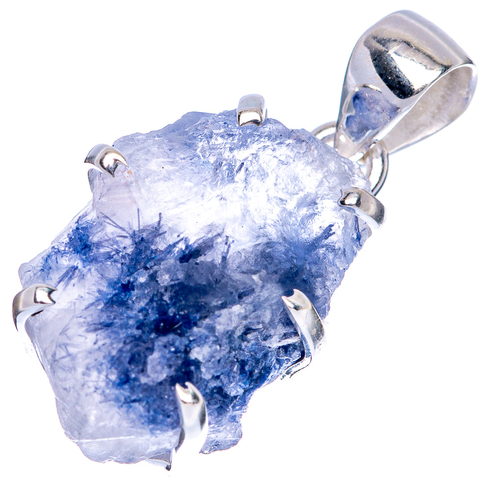 Sterling silver dumortierite pendant with faceted blue stone and 6-prong bezel