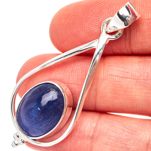 Tanzanite pendant in .925 sterling silver, teardrop setting with oval blue gemstone