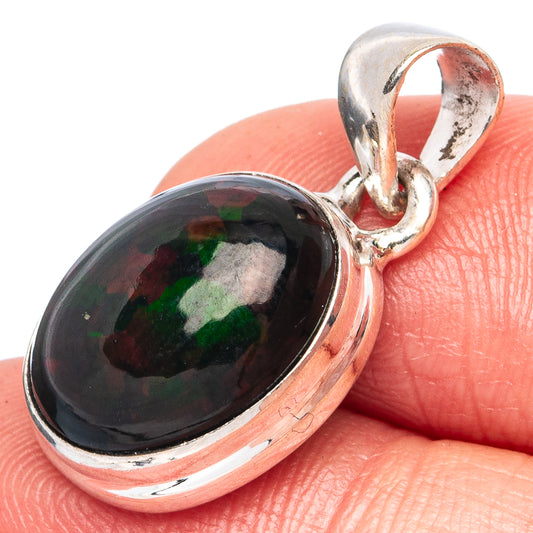 Large Rare Black Opal Pendant 1" (925 Sterling Silver) P43452