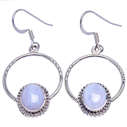 Premium Blue Lace Agate Earrings 1 3/4" (.925 Sterling Silver)