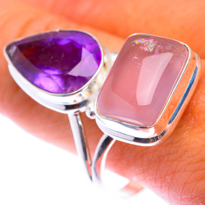 Large Rose Quartz, Amethyst Ring Size 10.75 (925 Sterling Silver) RING140036