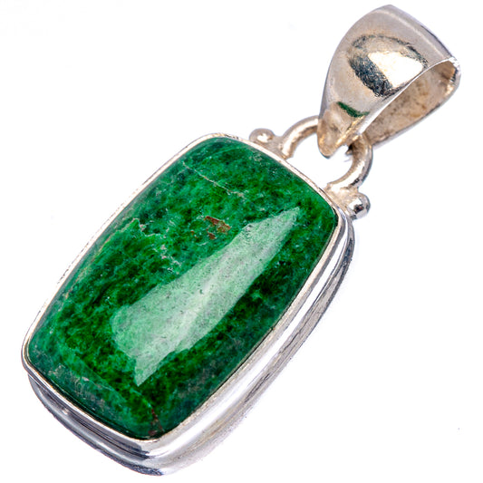 Sterling silver maw sit sit pendant with green oval-rectangular stone bezel and bail