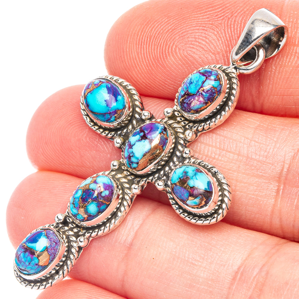 Purple Copper Composite Turquoise Pendant 2 1/8" (925 Sterling Silver) P43903