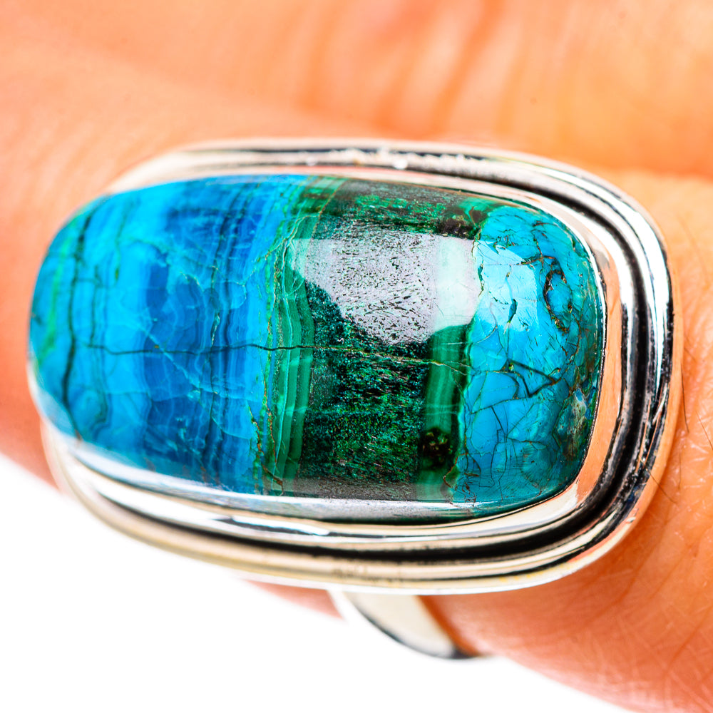 Large Malachite In Chrysocolla Ring Size 8 (925 Sterling Silver) RING138890