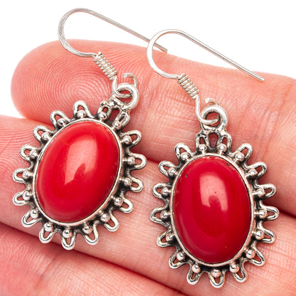 Red Onyx Earrings 1 5/8" (925 Sterling Silver) E433152