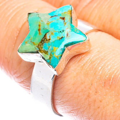 Mohave Turquoise Star Ring Size 8.25 (.925 Sterling Silver)