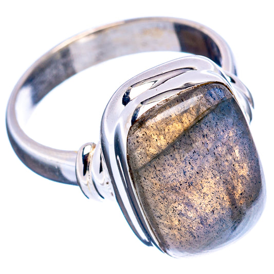 Oval labradorite ring in .925 sterling silver, blue and gold sheen bezel setting