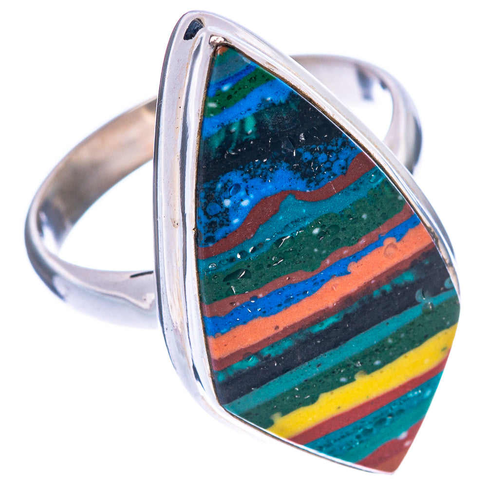 Rainbow Calsilica Ring Size 9 (925 Sterling Silver) R1468