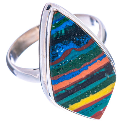 Rainbow Calsilica Ring Size 9 (925 Sterling Silver) R1468