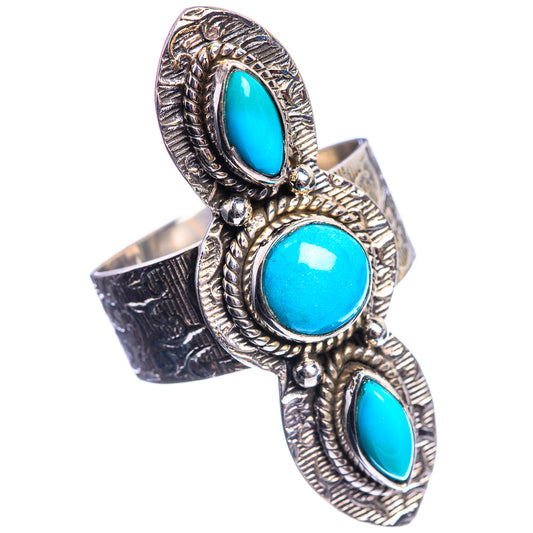 Large Sleeping Beauty Turquoise 925 Sterling Silver Ring Size 8.75