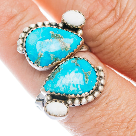 Exclusive Sierra Bella Turquoise, White Buffalo Turquoise Ring Size 8 Adjustable (.925 Sterling Silver)