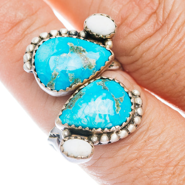 Exclusive Sierra Bella Turquoise, White Buffalo Turquoise Ring Size 8 Adjustable (.925 Sterling Silver)