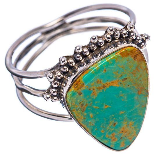 Sterling silver oval turquoise cabochon ring with beaded crown, band visible