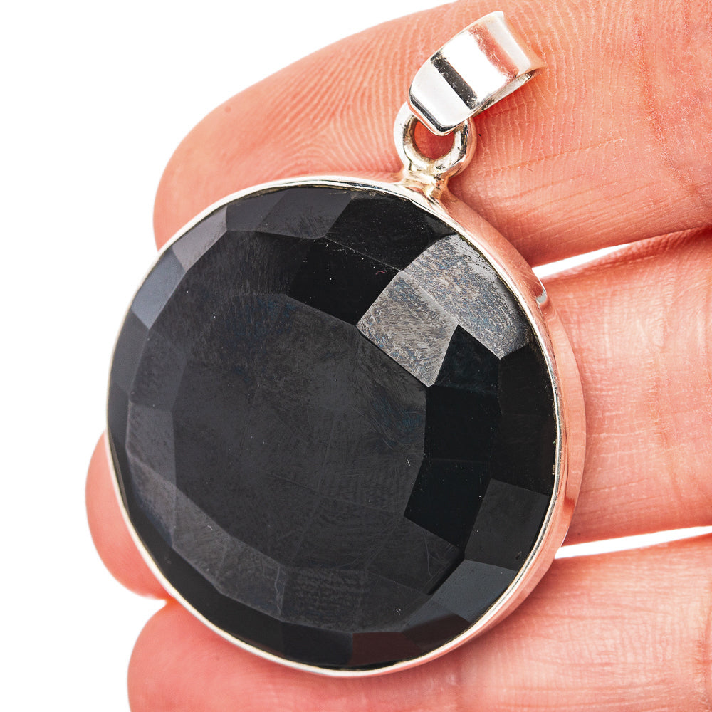Black Onyx Pendant 1 5/8" (.925 Sterling Silver)