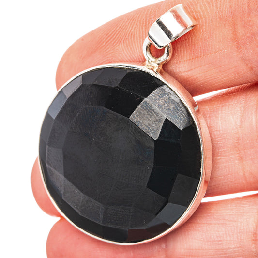 Black Onyx Pendant 1 5/8" (.925 Sterling Silver)