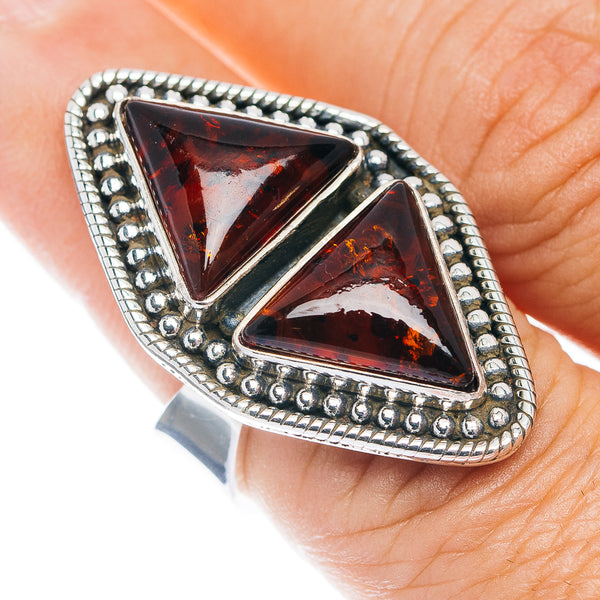 Exclusive Baltic Amber Ring Size 7 Adjustable (.925 Sterling Silver)