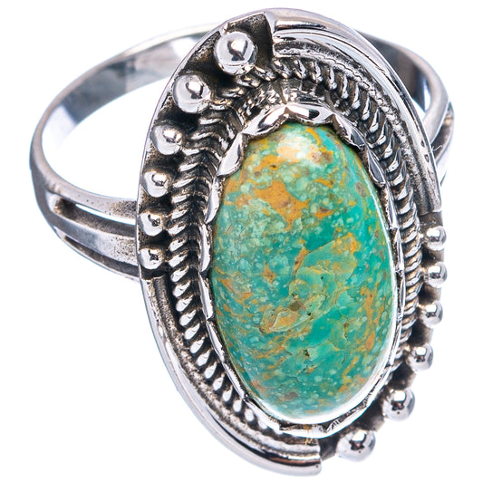 Turquoise oval bezel sterling silver ring, rope trim and bead-like side accents