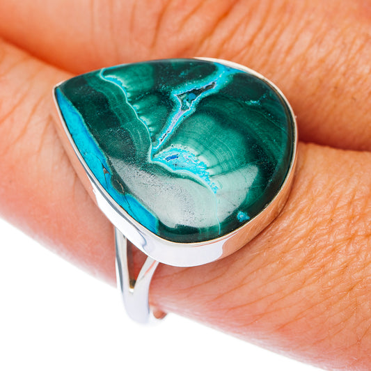 Large Premium Malachite In Chrysocolla Ring Size 10 (.925 Sterling Silver)
