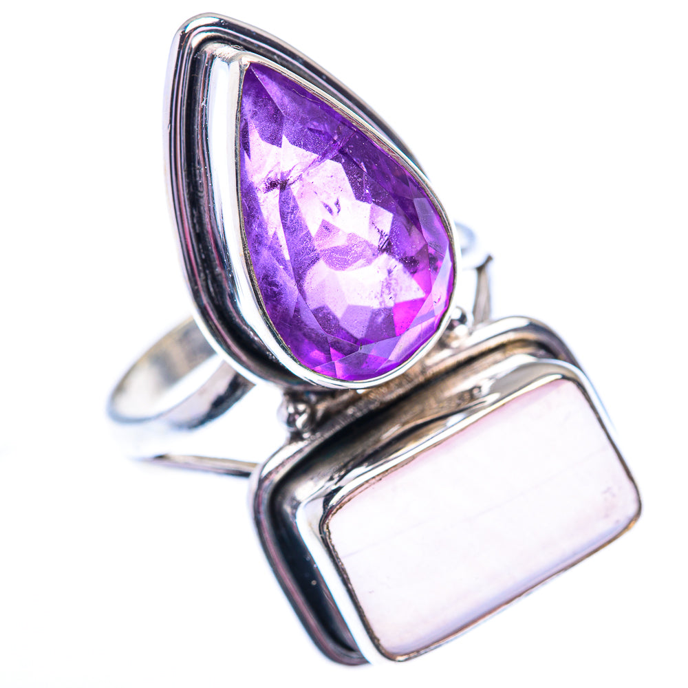 Large Rose Quartz, Amethyst 925 Sterling Silver Ring Size 11 (925 Sterling Silver) RING140452
