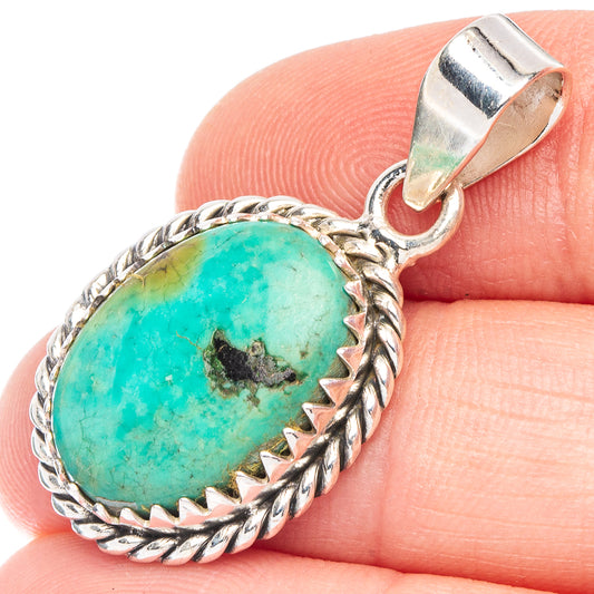 925 sterling silver pendant with oval turquoise cabochon and braided rope bezel