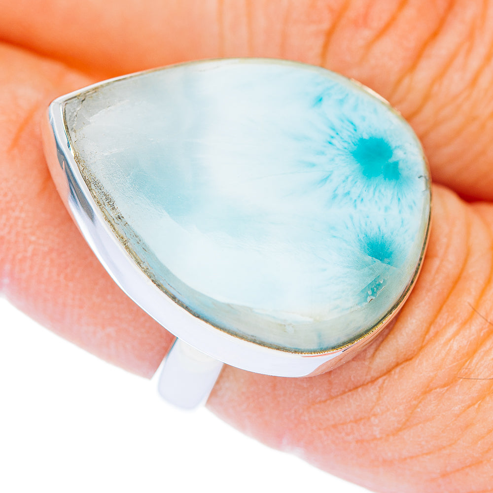 Premium Larimar Ring Size 7.25 Adjustable (.925 Sterling Silver)