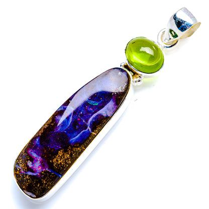 Boulder Opal, Peridot Pendant 2 1/8" (925 Sterling Silver) PD38250
