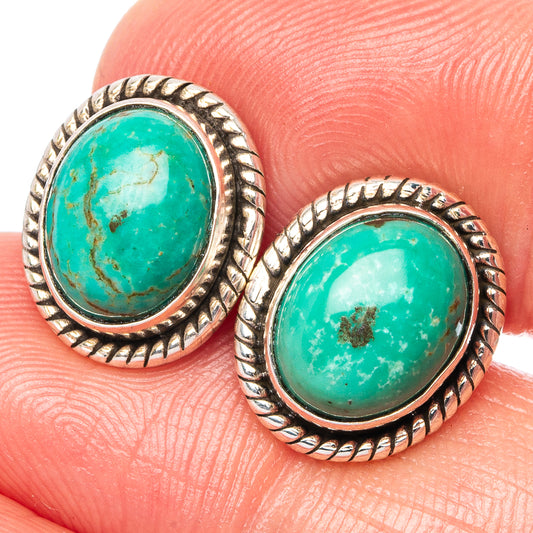 Tibetan Turquoise Earrings 1/2" (925 Sterling Silver) E1526