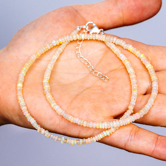 Ethiopian Opal Necklace 16 to 18" (.925 Sterling Silver)