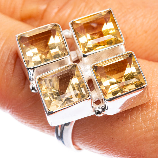 Large Faceted Citrine 925 Sterling Silver Ring Size 9
