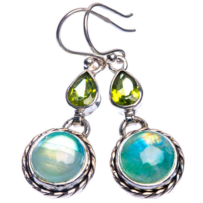 Green Moonstone, Peridot Earrings 1 5/8" (925 Sterling Silver) E432738