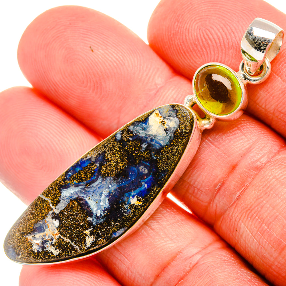 Boulder Opal, Peridot 925 Sterling Silver Pendant 2 1/4" (925 Sterling Silver) PD38351