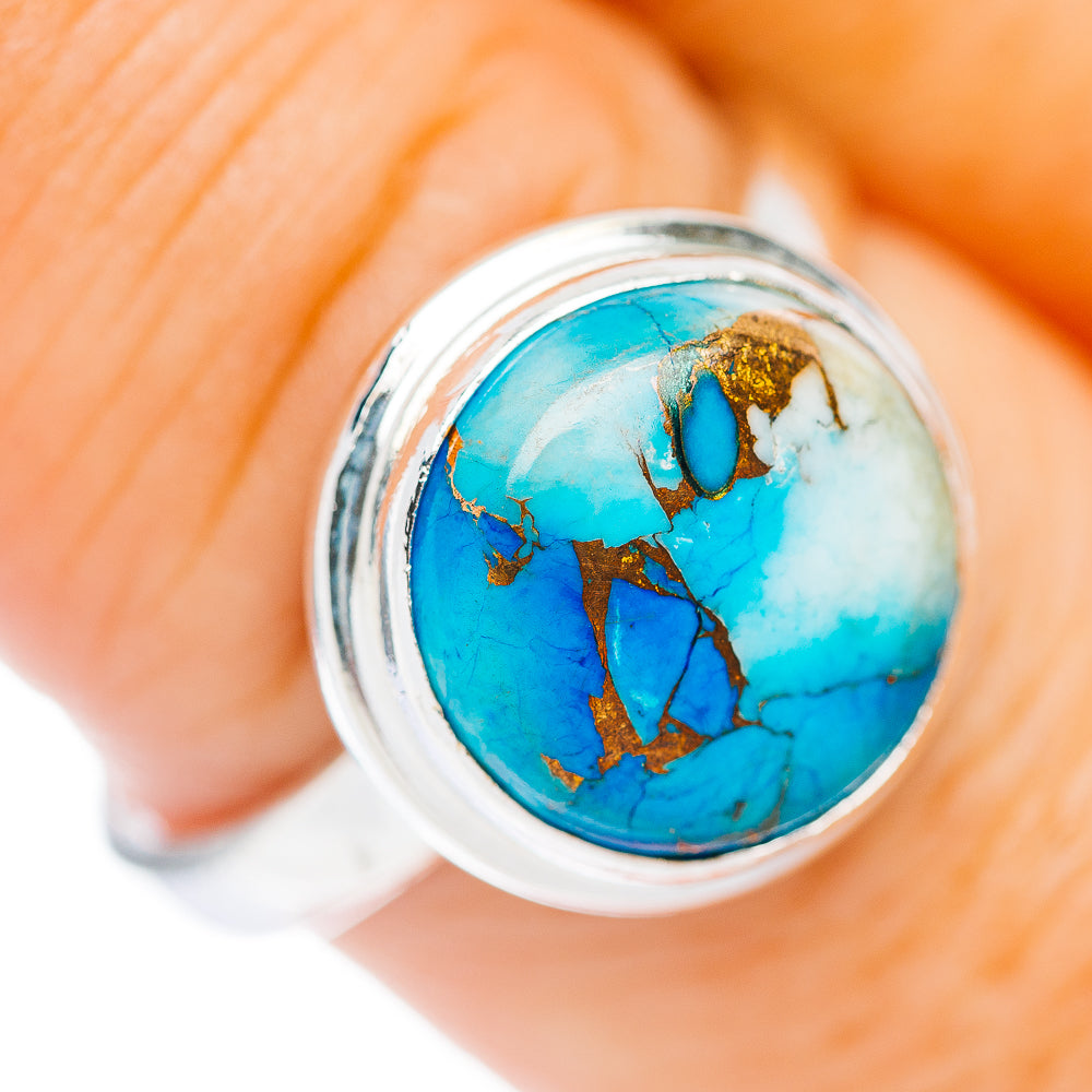 Ice Blue Dahlia Turquoise Ring Size 9 (.925 Sterling Silver)