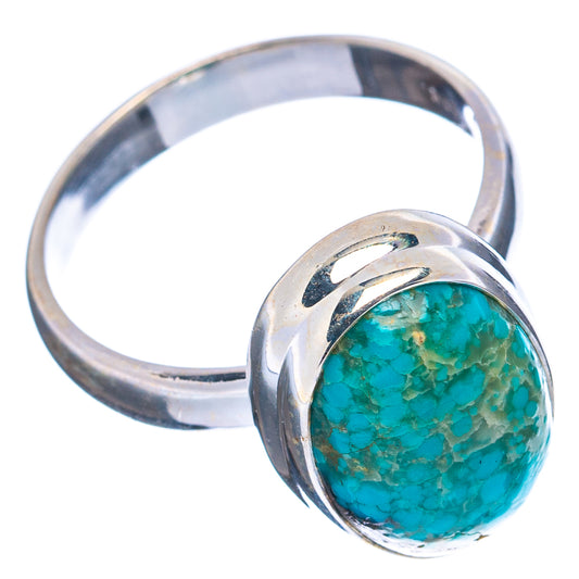 Sterling silver ring with oval turquoise cabochon, size 8