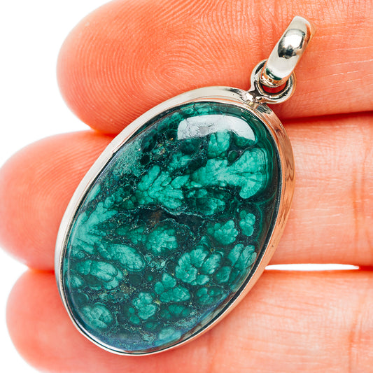 Forest Malachite Pendant 1 5/8" (German Silver)
