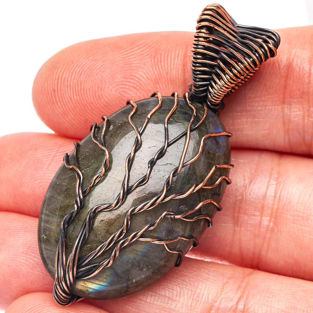 Labradorite Tree of Life Pendant 1 7/8" (Oxidized Copper)