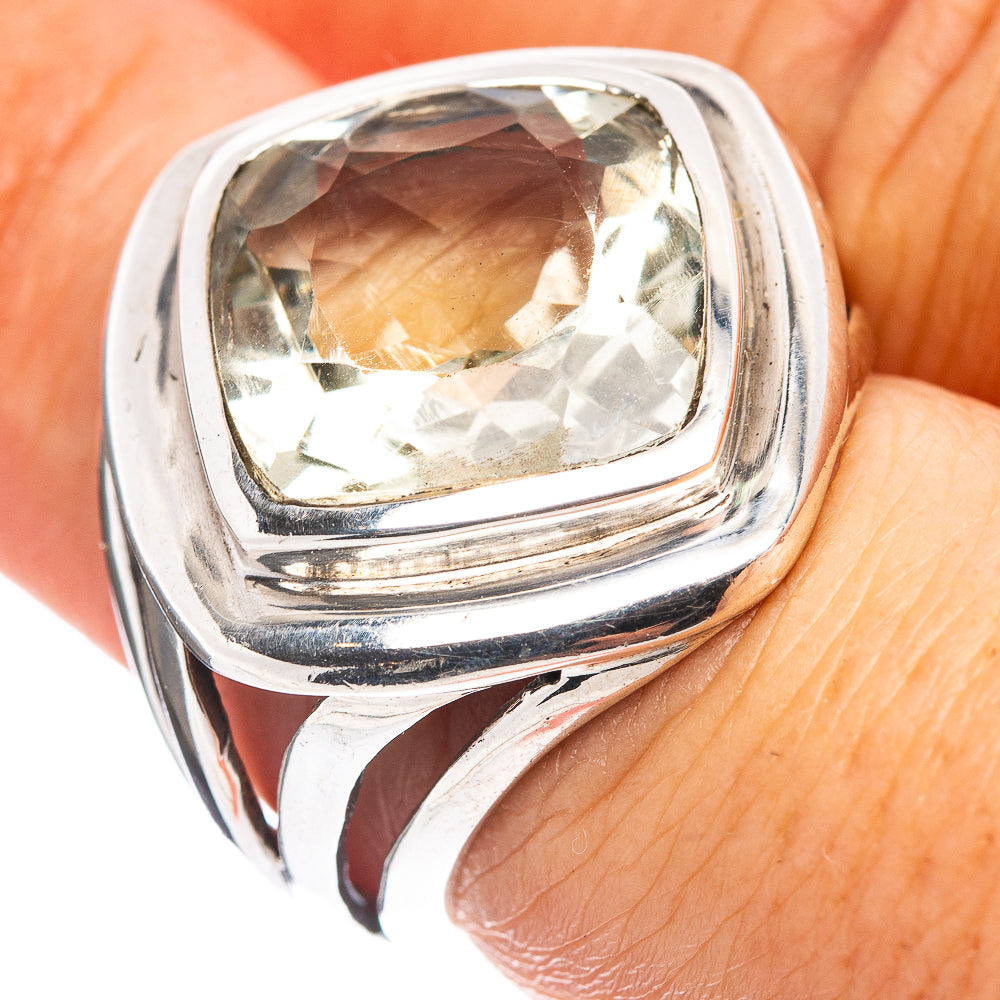 Green Amethyst Ring Size 6.5 (.925 Sterling Silver)