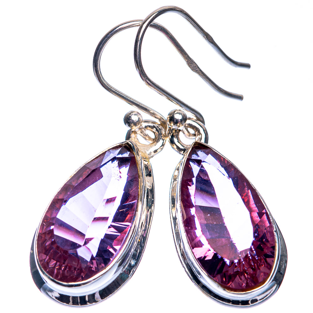 Color Change Alexandrite (Lab.) Earrings 1 3/8" (925 Sterling Silver) E432724