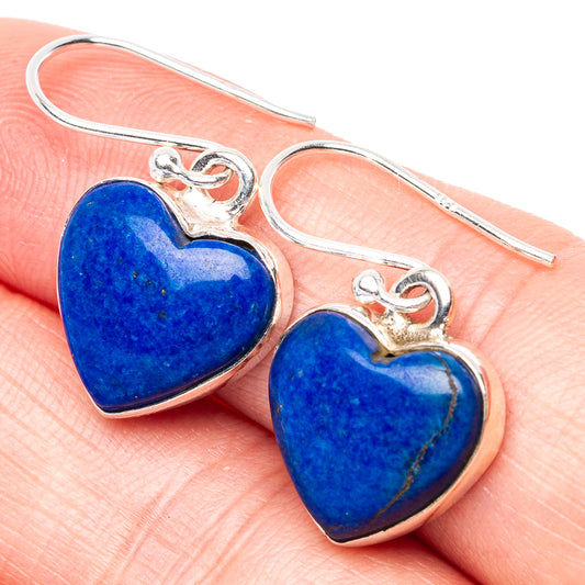 Lapis Lazuli Heart Earrings 1 1/8" (925 Sterling Silver) E1680
