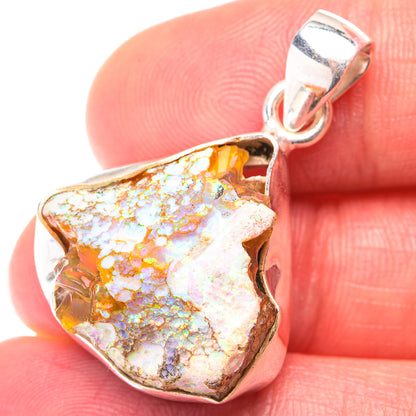 Raw Ethiopian Opal Pendant 1 3/8" (925 Sterling Silver) PD38562