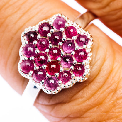 Burmese Ruby Cluster Ring Size 9 (.925 Sterling Silver)