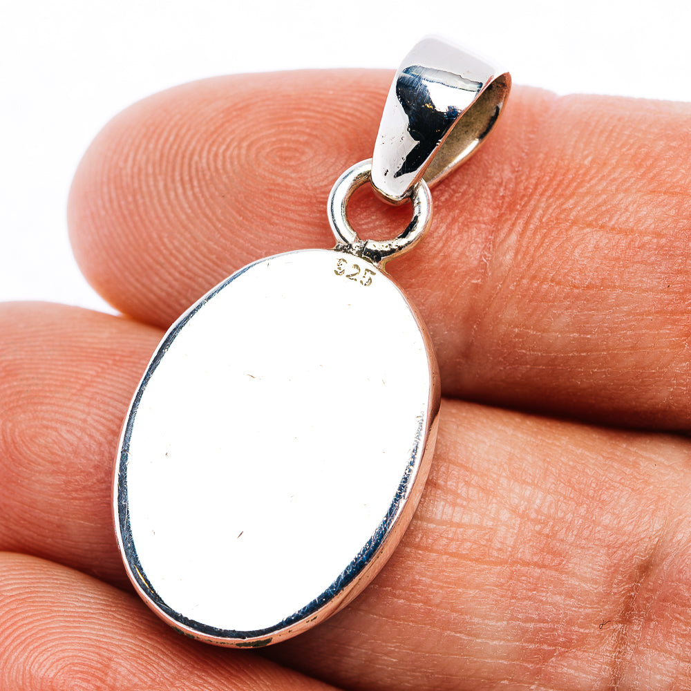 Green Aurora Opal Pendant 1 3/8" (.925 Sterling Silver)