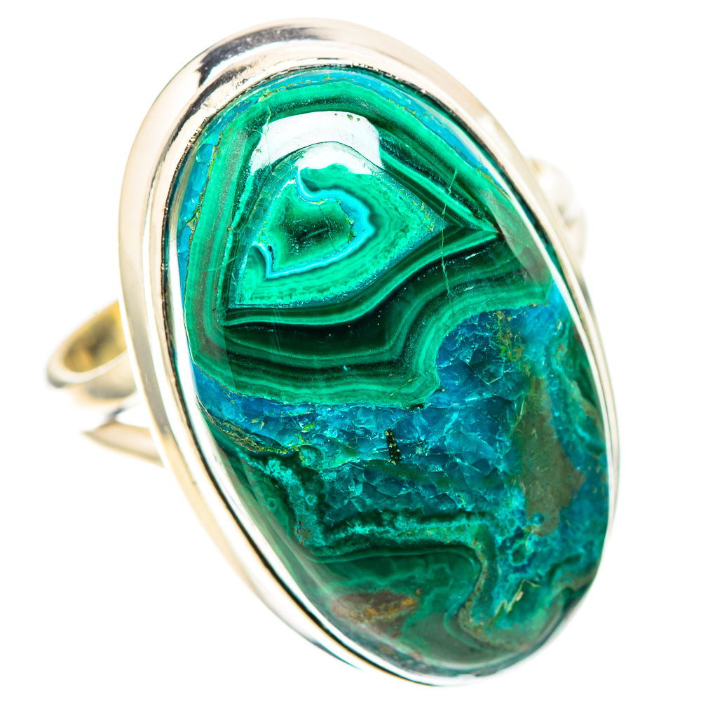 Large Malachite In Chrysocolla Ring Size 9.75 (925 Sterling Silver) RING138655