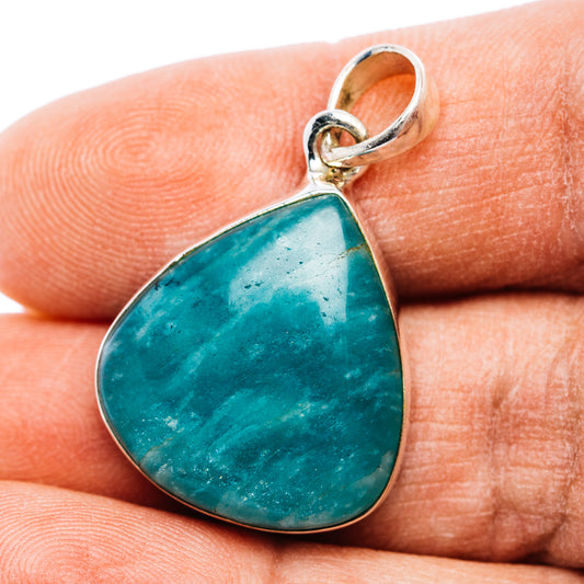 Fire Amazonite Pendant 1 1/4" (.925 Sterling Silver)