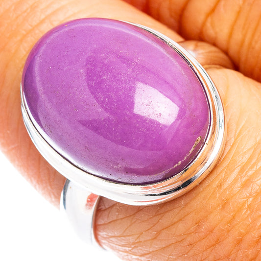 Phosphosiderite cabochon sterling silver ring, size 7.75