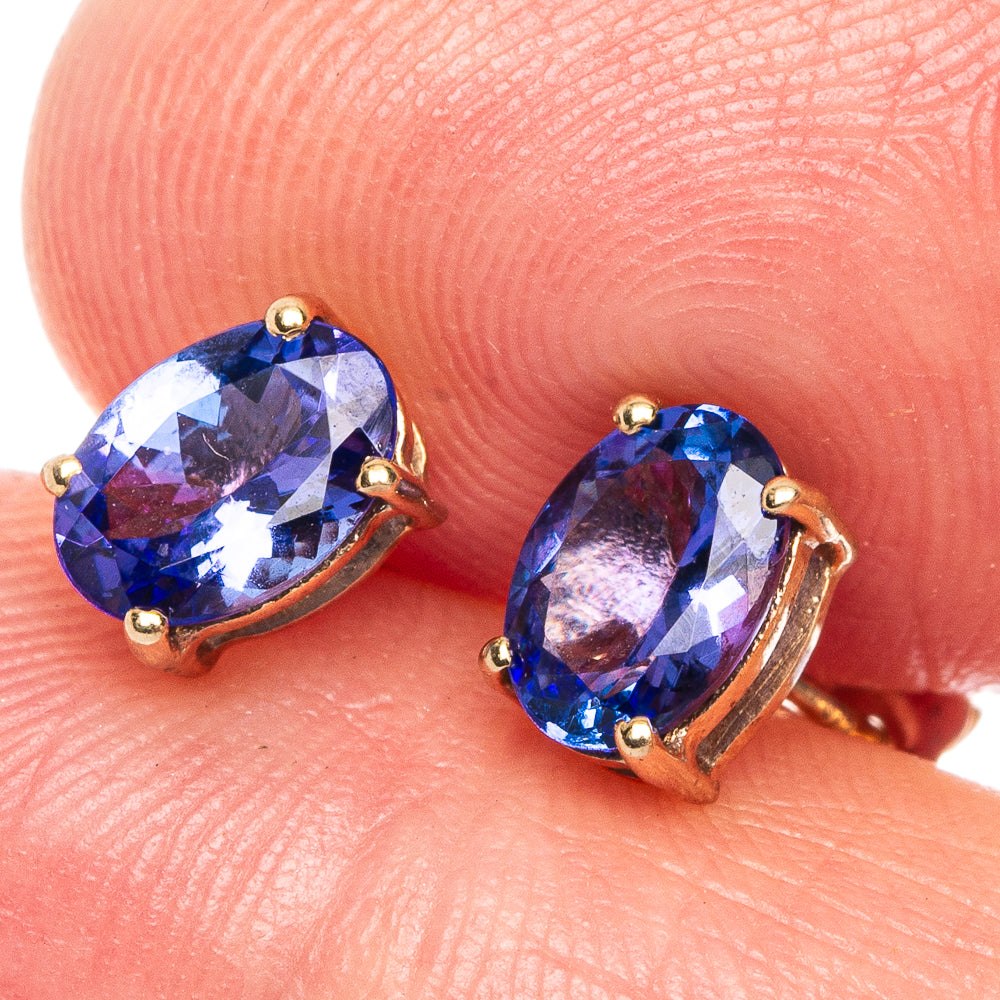 10k Gold Faceted Tanzanite Earrings 1/4" (925 Sterling Silver) E433161